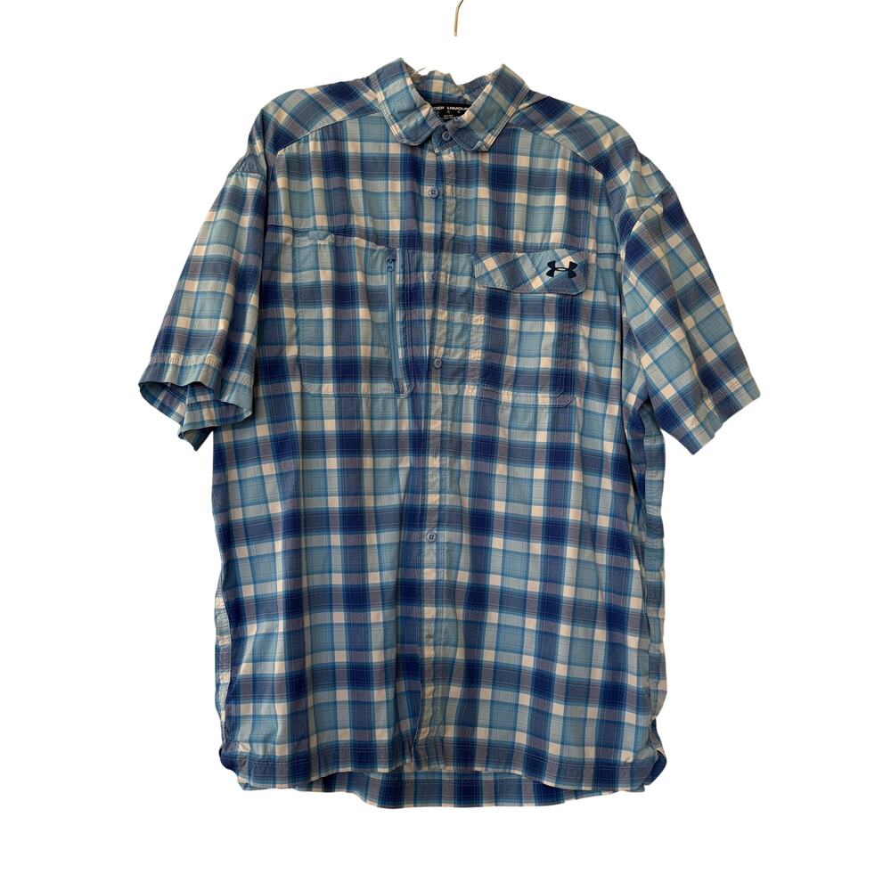 Under Armour Men’s Plaid Button Up Shirt Blue XL